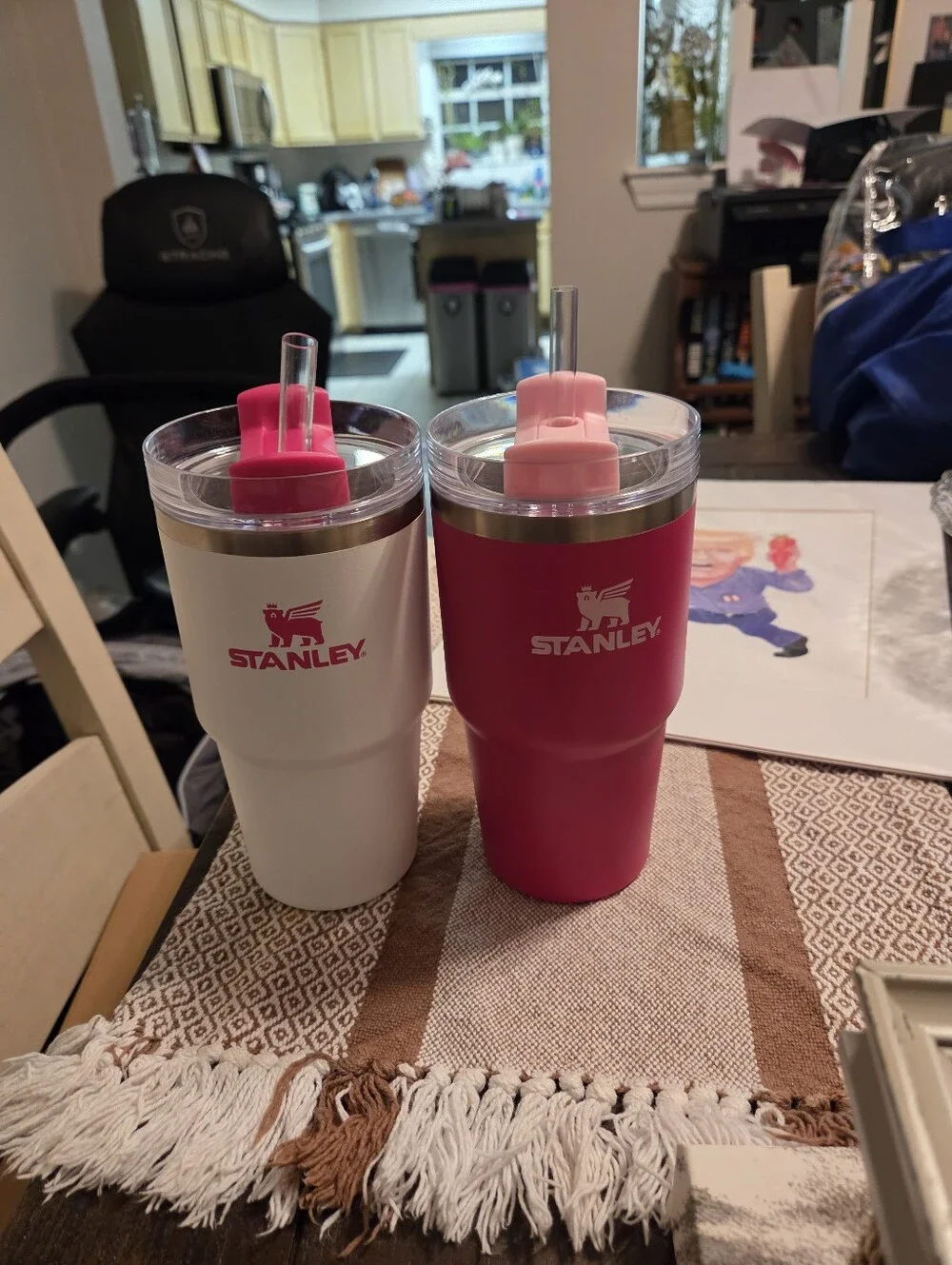 Rare Stanley Hot Pink & White Double Tumbler Set 20 Oz Cute Mommy And Me - Picture 1 of 8